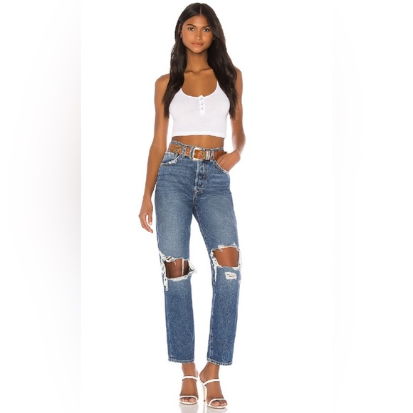 Lovers + Friends Nolan Jeans Distressed Ripped Button Fly High Rise Straight 26 - Picture 2 of 12